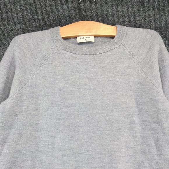 Babaton Women's Pullover Knit Sweater Gray Medium Raglan Sleeve Merino Wool - Picture 3 of 13